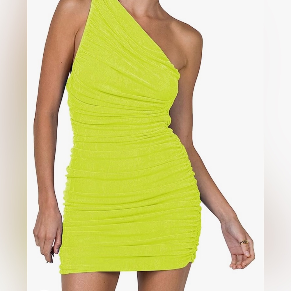 Neon yellow bodycon dress